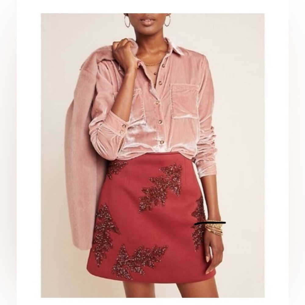 Anthropologie Blush Velvet Top